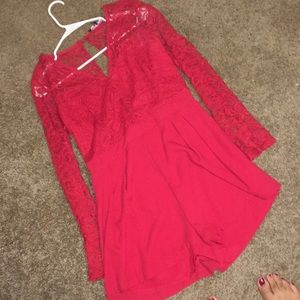 Red lace romper